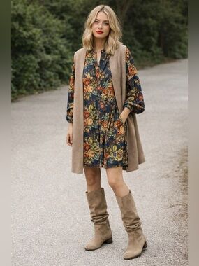 H&M Floral Long Sleeve Dress-Tunic